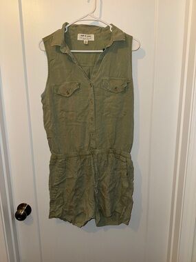 cloth & stone olive utility sleeveless romper